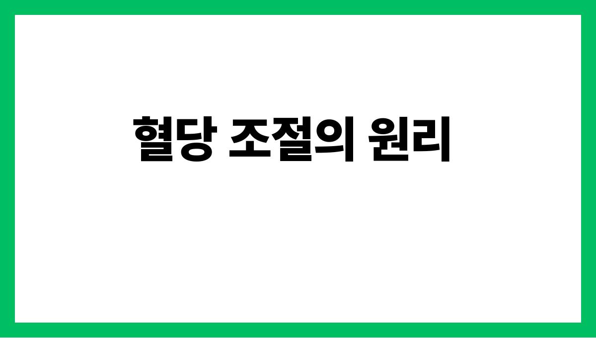 혈당 조절 식단 혈당 조절의 원리