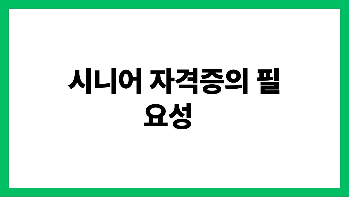 시니어 자격증 시니어 자격증의 필요성