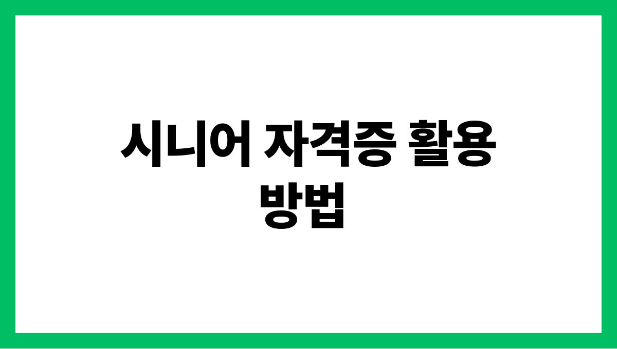시니어 자격증 시니어 자격증 활용 방법